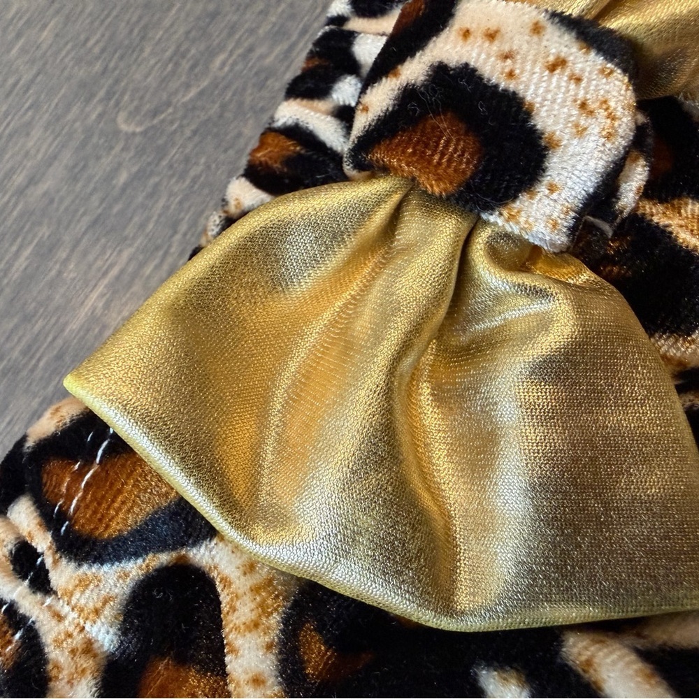 Leopard Print Velvet Bikini with Gold Bow Accent on Top & Behind! - Picture 7 of 11